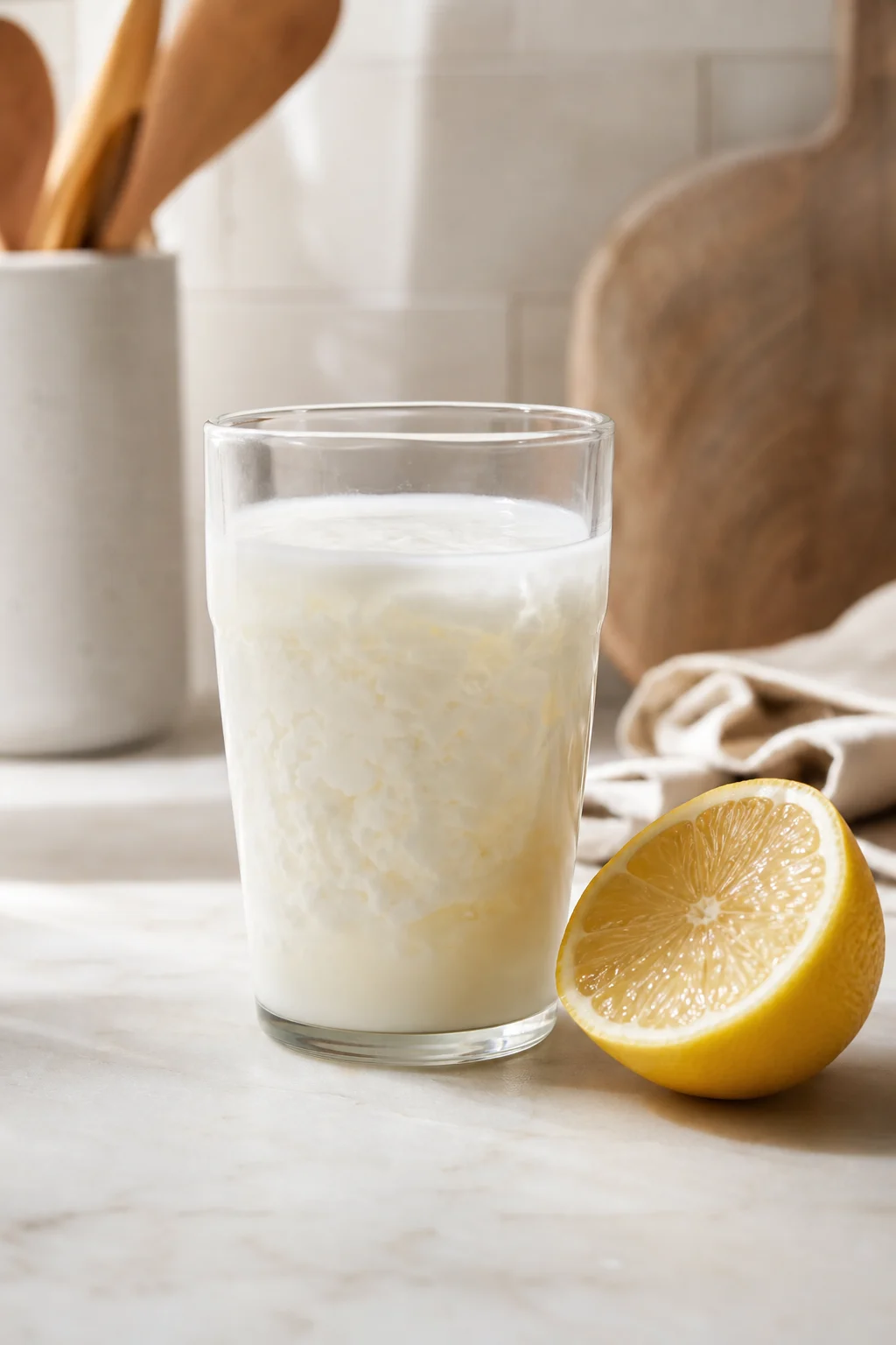 Milch mit Zitrone als Buttermilch-Ersatz