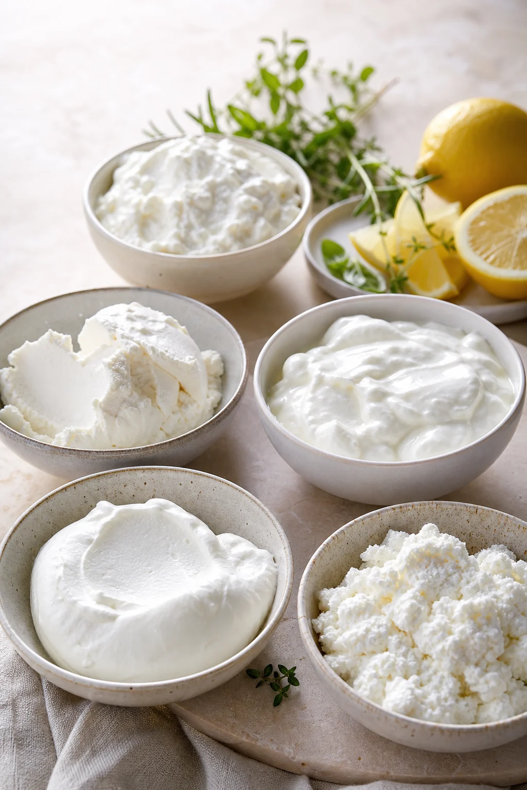 Skyr, Joghurt, Frischkäse und Ricotta als Quark-Ersatz