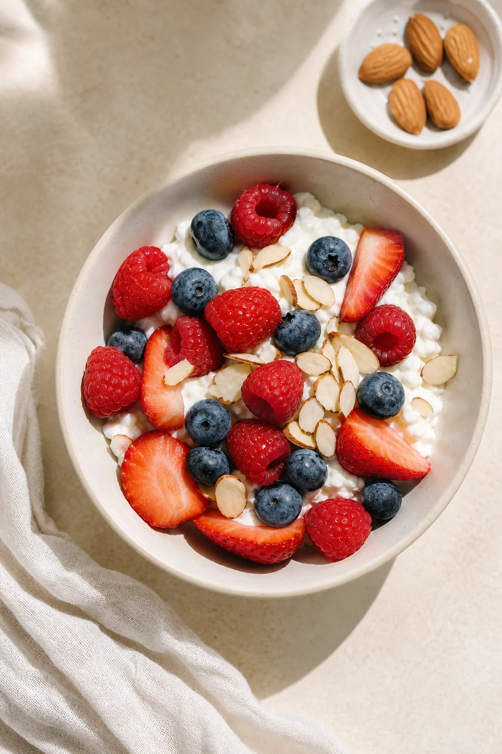 Leichte Quark-Joghurt-Bowl mit Beeren zum Abnehmen