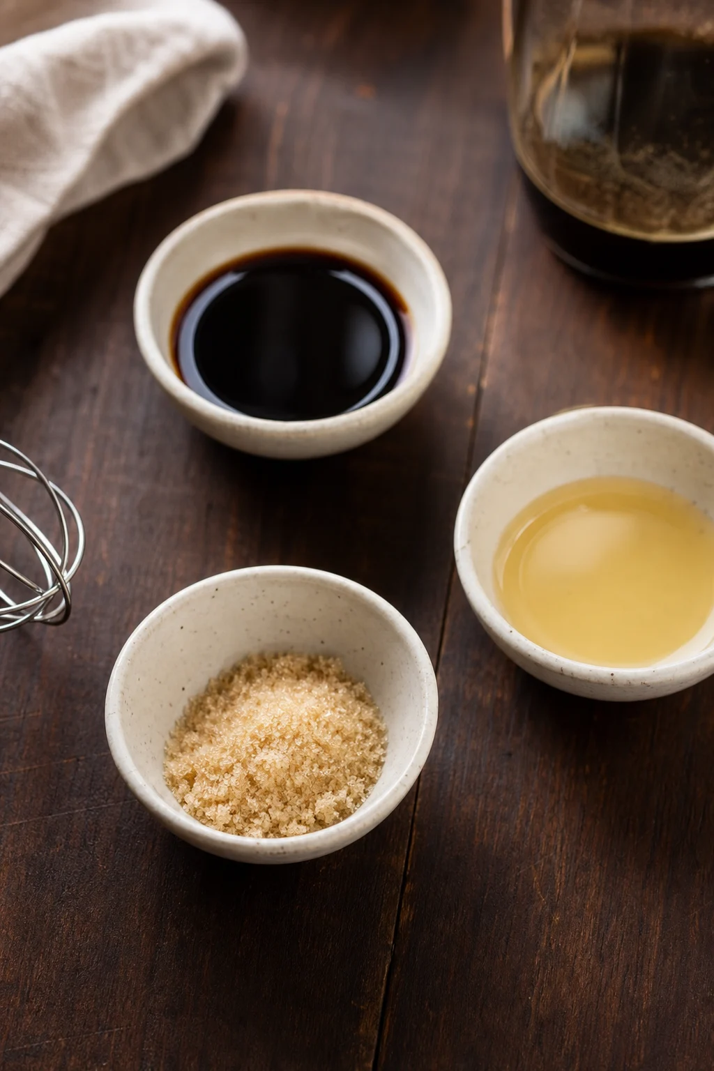 Zutaten für selbst gemixten Worcestersauce-Ersatz